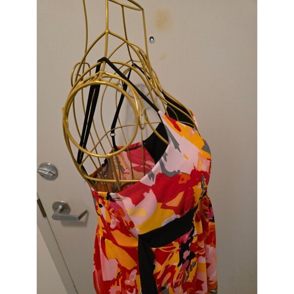 Poet Spaghetti Straps Floral Print Dress Size M Colorful V-Neck - Picture 12 of 16